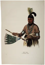 Naw-kaw, Winnebago Chief, prent gemaakt door Thomas Loraine McKenney, ca. 1840